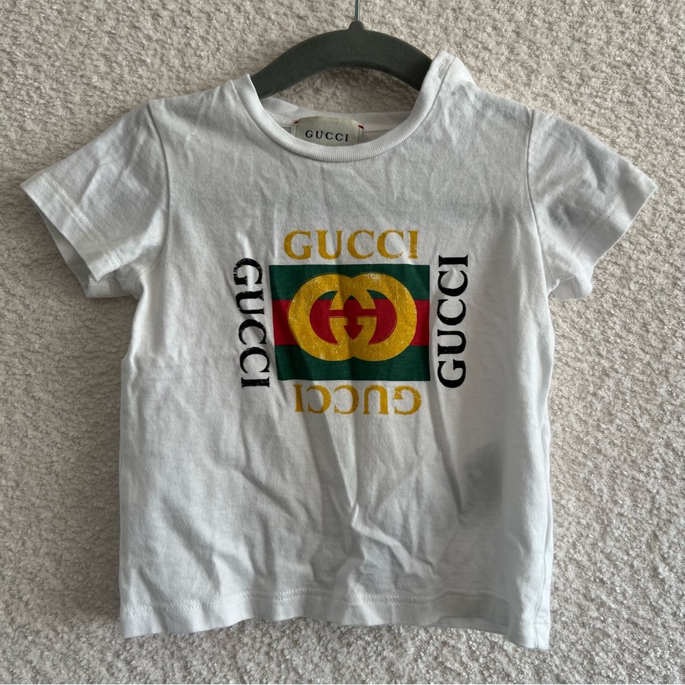 Gucci Baby White‎ Short Sleeve Cotton T Shirt With Logo Size 9-12 Months